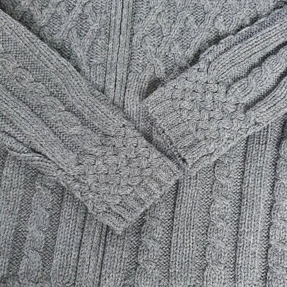 NWT Arancrafts Merino Wool Cable Knit Sweater Jacket - Picture 6 of 7